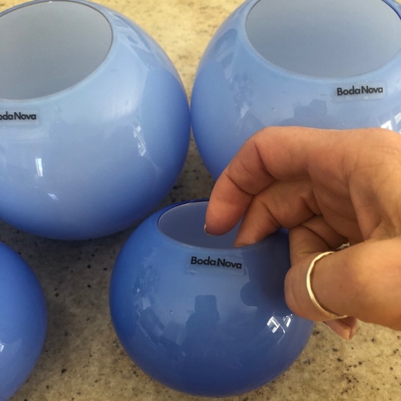 NEW & RARE! Set of 5 Blue Mid Century Modern Candle Holders Boda Nova Sweden - Picture 5 of 5